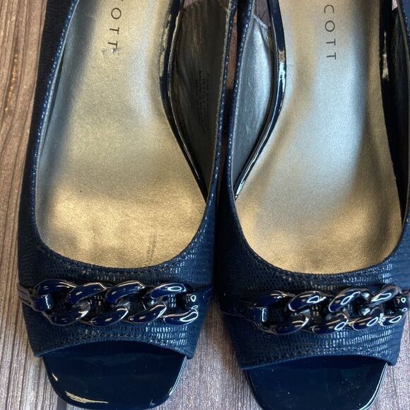KAREN SCOTT Amber Navy Blue Slingbacks 7.5M - Picture 10 of 11
